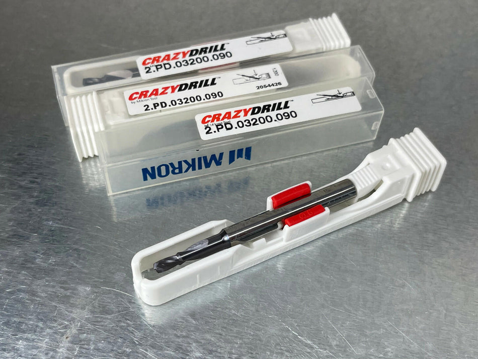 (3) Mikron 3.20mm Solid Carbide Drill Cross Pilot CarzyDrill 2.PD.03200.090