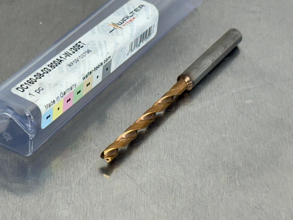 Walter 3.8mm Carbide Drill 8xD Coolant Xtreme Evo DC160-08-03.800A1-WJ30ET
