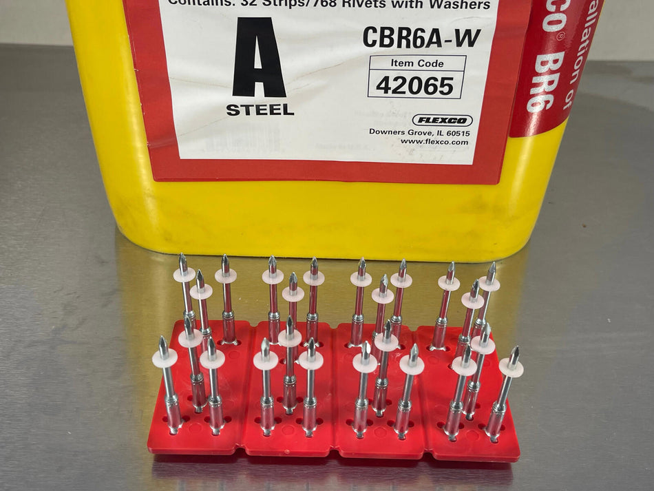 Flexco CBR6A-W Rapid Loader Rivet Strips Size A Red 42065 (768 Rivets)