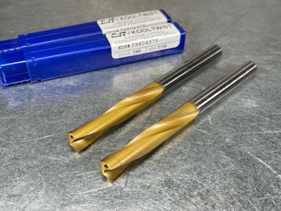 (2) CJT Koolcarb 7/16" Carbide Tip Drills, Coolant Thru KoolTwist 29604375