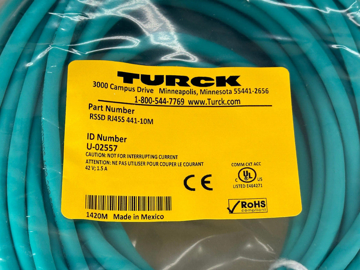 Rsssd Turck RSSD RJ45S 441-10M Ethernet Cable Cordset M12 Eurofast to RJ45 ...