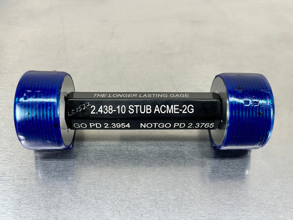 Hemco 2.438-10 STUB ACME 2G Thread Gage Set Plug GO / NOGO 2.438 10