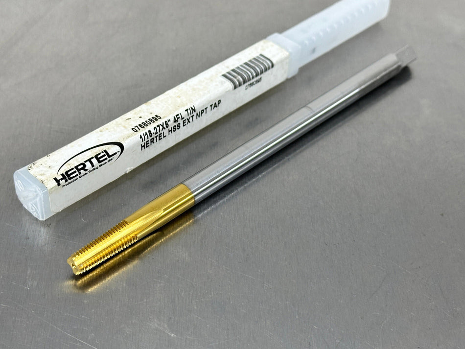 Hertel 1/16-27 NPT Extension Pipe Tap 6" OAL 4 Flute 07680895