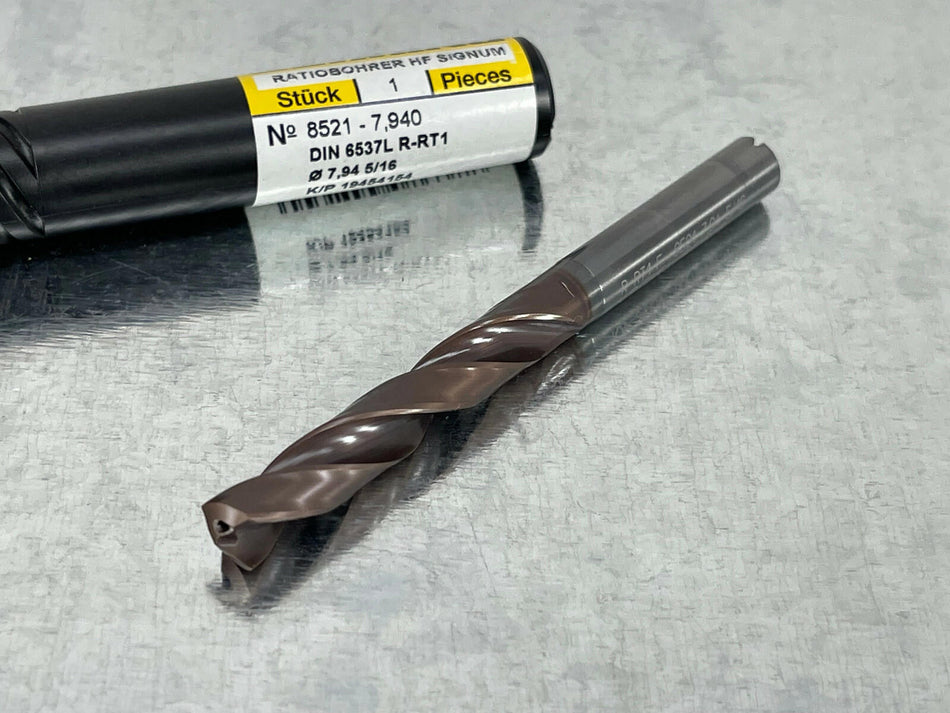 Guhring 5/16" Solid Carbide Drill 8521 Thru Coolant 5xD Nano-Si RT-100 HF