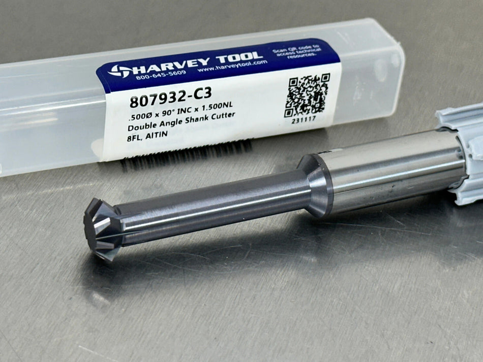 Harvey 1/2" Carbide Double Angle Shank Cutter 90° Included 807932-C3