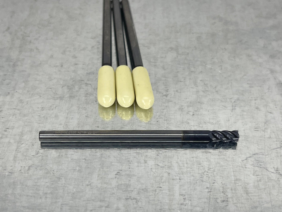 (4) Walter 4mm Carbide End Mill Prototyp 7mm LOC, 4 Flute, 4mm Shank