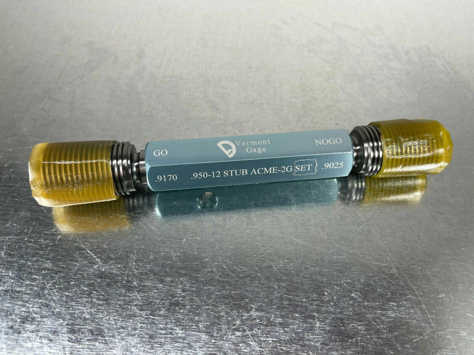 Vermont .950-12 STUB ACME 2G Thread Gage Set Plug GO / NOGO