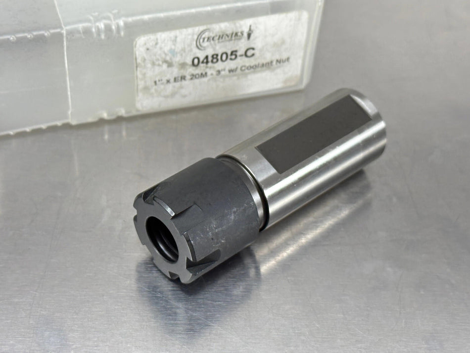 Techniks ER20 Collet Chuck Extension Coolant Mini Nut 1" Shank 04805-C