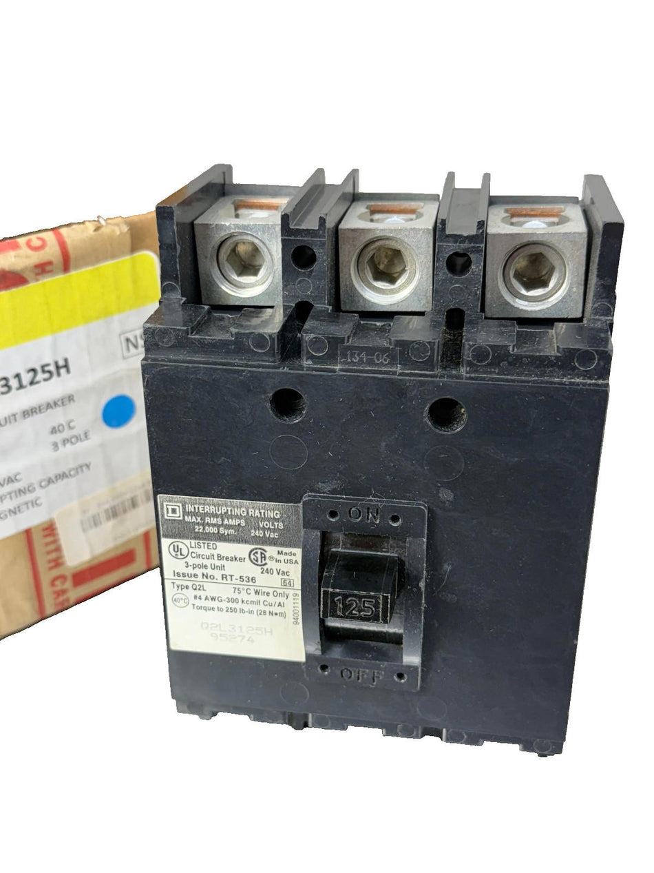 Square D Q2L3125H Circuit Breaker 125A, 3-Pole, 240VAC
