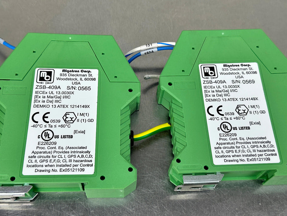 (2) Migatron ZAB-409A Safety Barrier 3 Channel Zener Diode