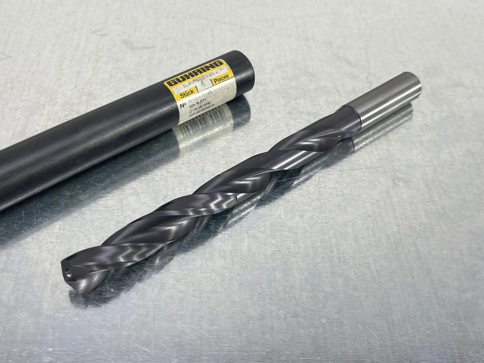 Guhring 39/64" Solid Carbide Drill 5512, Coolant Thru, RT100 U Firex 7xD
