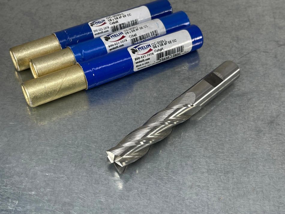 (3) Melin 5/8" End Mill M42 Cobalt 4 Flute 5/8 x 5/8 x 2-1/2 x 4-5/8