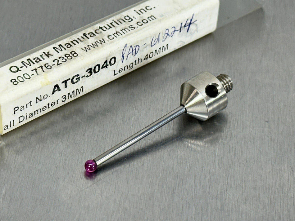 Q-Mark M5 Stylus Carbide Stem 3mm Ruby Ball CMM Probe ATG-3040