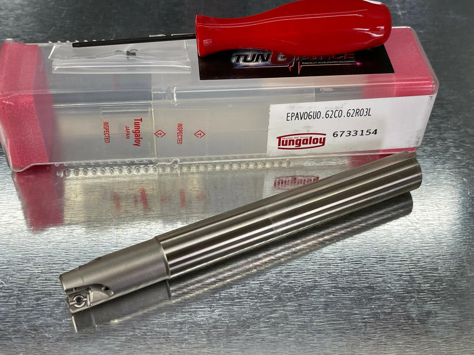 Tungaloy 5/8" Indexable End Mill Extended 5.5" OAL EPAV06U0.62C0.62R03L