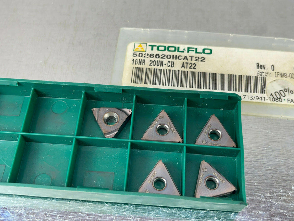 Tool-Flo 16NR 20UN-CB AT22 Carbide Insert Laydown Threading (Pack of 5)