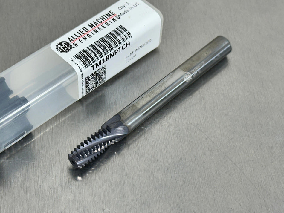 Allied 1/4 and 3/8 - 18 Carbide Thread Mill Helical 4FL TM18NPTCH AMEC