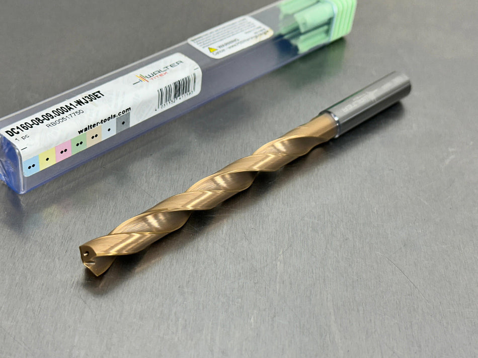 Walter 9.0mm Carbide Drill 8xD Coolant Through DC160-08-09.000A1-WJ30ET, 7377894