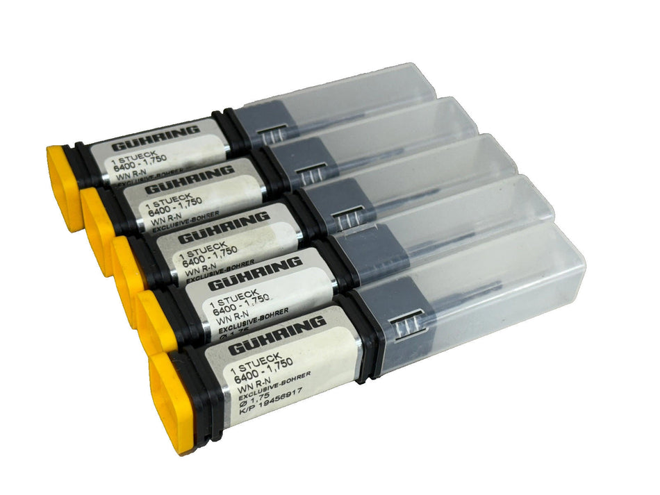 (5) Guhring 1.75mm Solid Carbide Drill 4xD 6400 Micro Exclusive