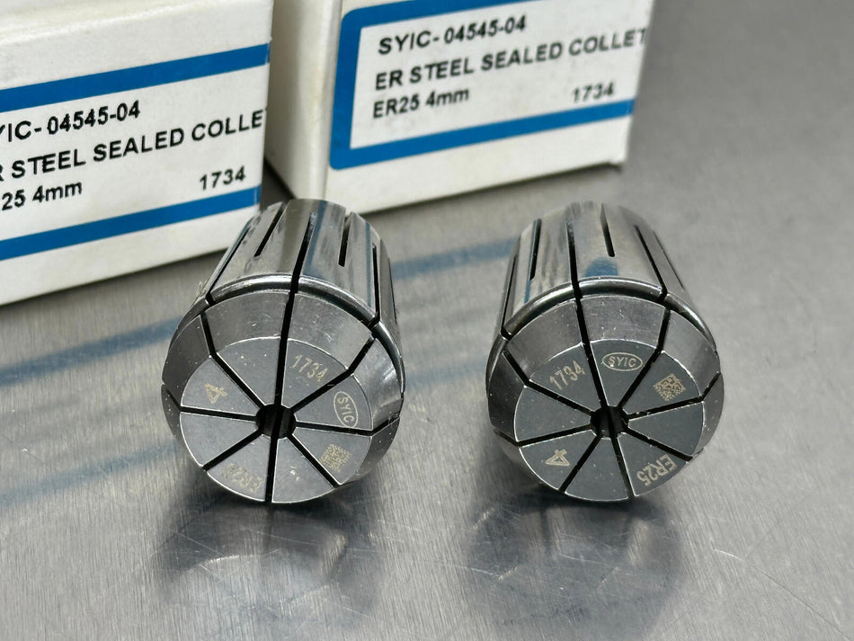 (2) Techniks 4mm ER25 Collet Steel Sealed SYIC 04545-04