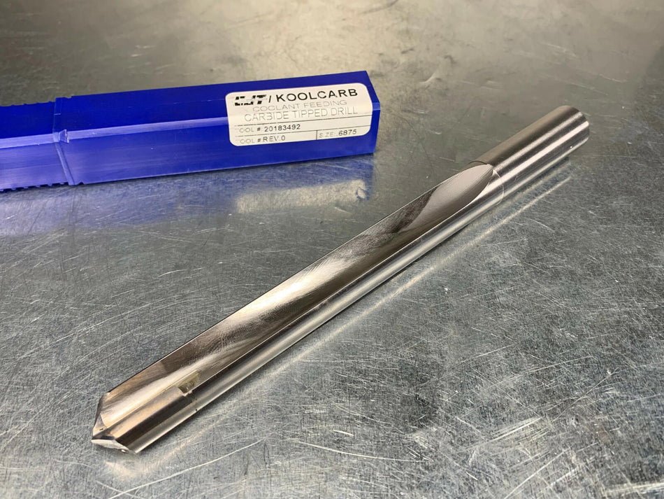 Koolcarb 11/16" (.6875") Carbide Tip Drill, Through Coolant Fed, 7-13/16" OAL