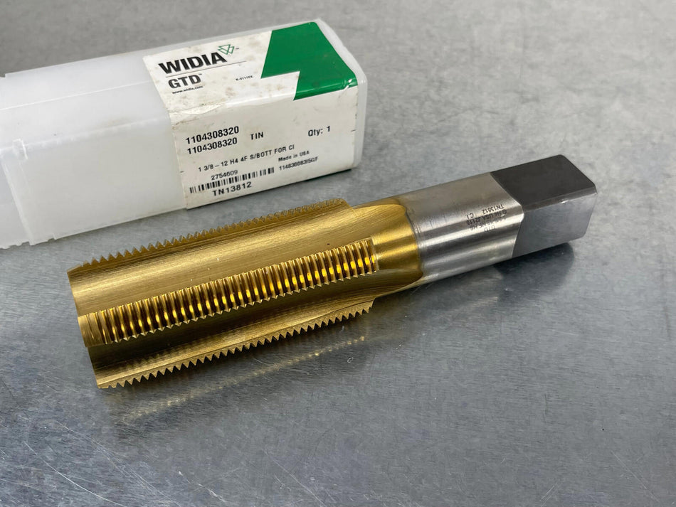 Widia GTD 1 3/8-12 Tap H4 S/Bott 4 Flute TiN Coated