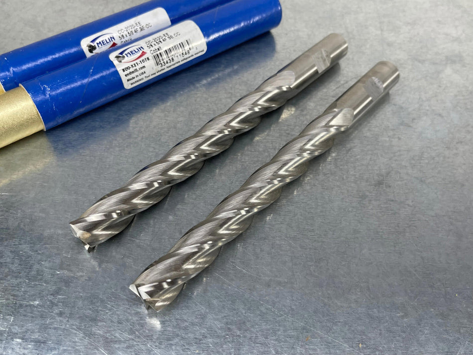 (2) Melin 5/8" End Mill M42 Cobalt 4 Flute 5/8 x 5/8 x 5 x 7 1/8