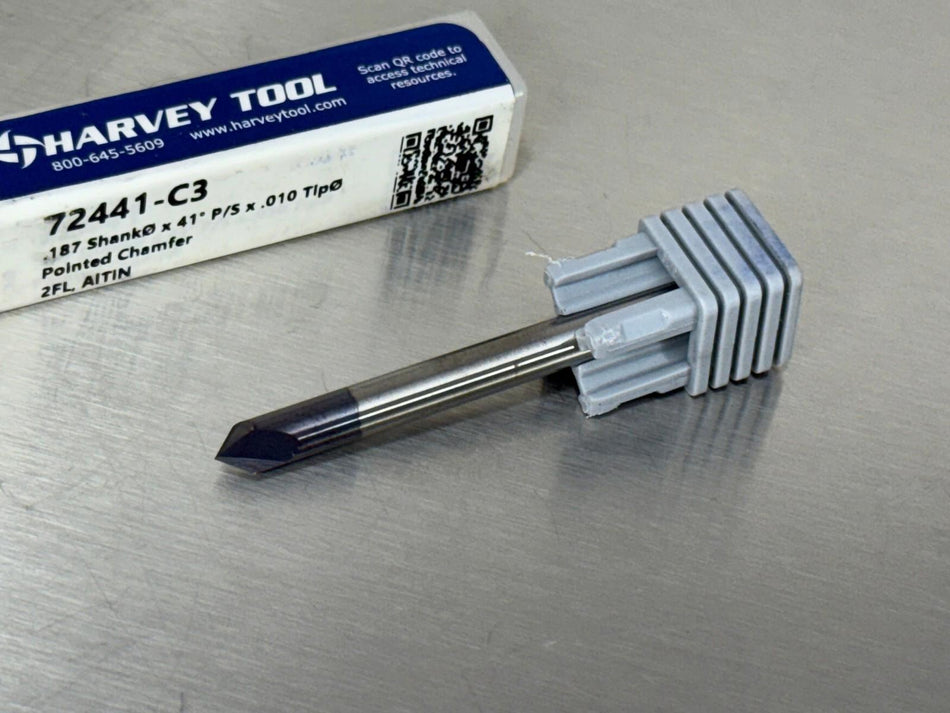 Harvey 41° Carbide Chamfer Cutter Mill .010" Pointed Tip 72441-C3