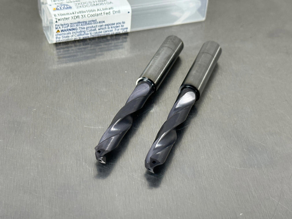(2) MA Ford 8.1mm Solid Carbide Drill Coolant Through Twister 04546, 2XDCS3189A