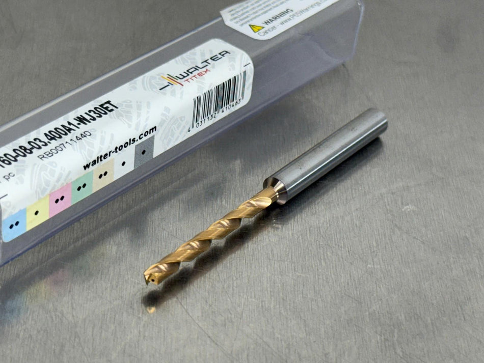 Walter 3.4mm Carbide Drill 8xD Coolant Xtreme Evo DC160-08-03.400A1-WJ30ET
