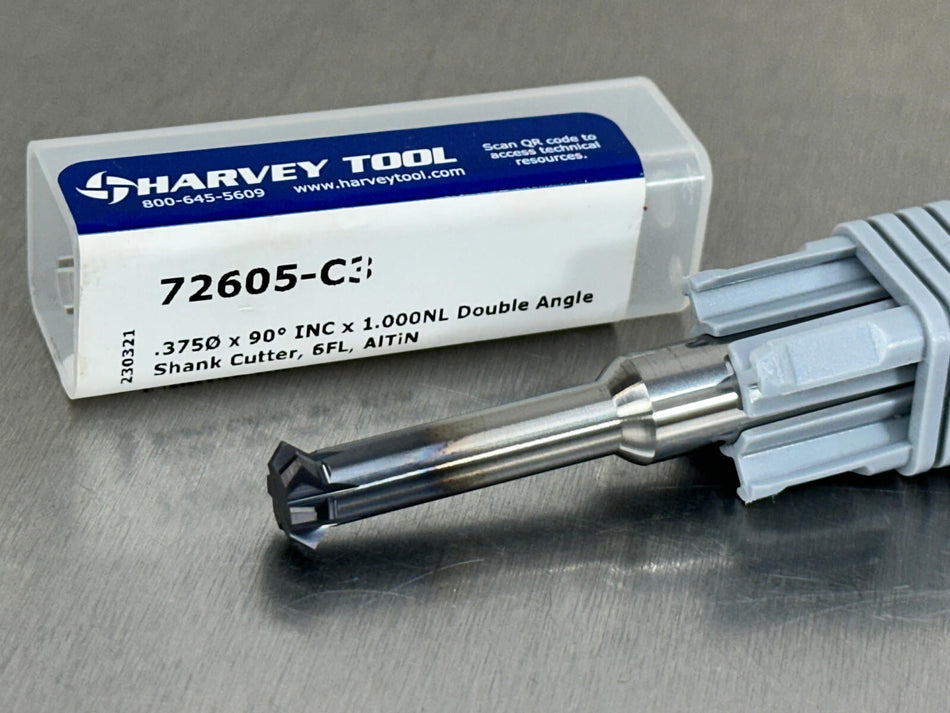 Harvey 3/8" Carbide Double Angle Shank Cutter 90° Included 72605-C3