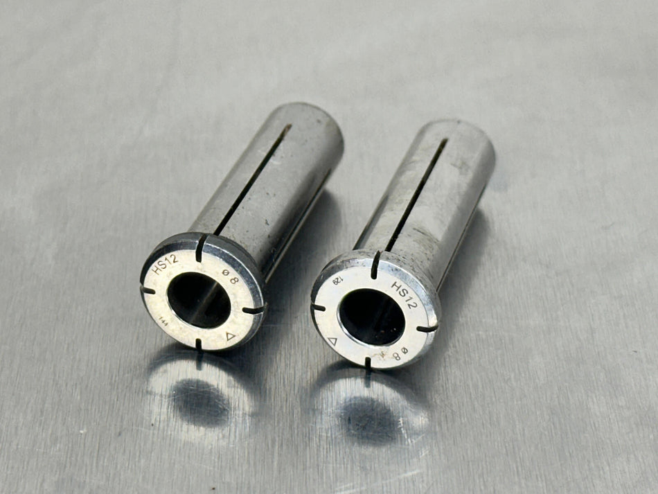 (2) Rego-Fix HS 12 x 8mm ID Hydraulic Sleeve Reduction Collet Chuck 1912.08000