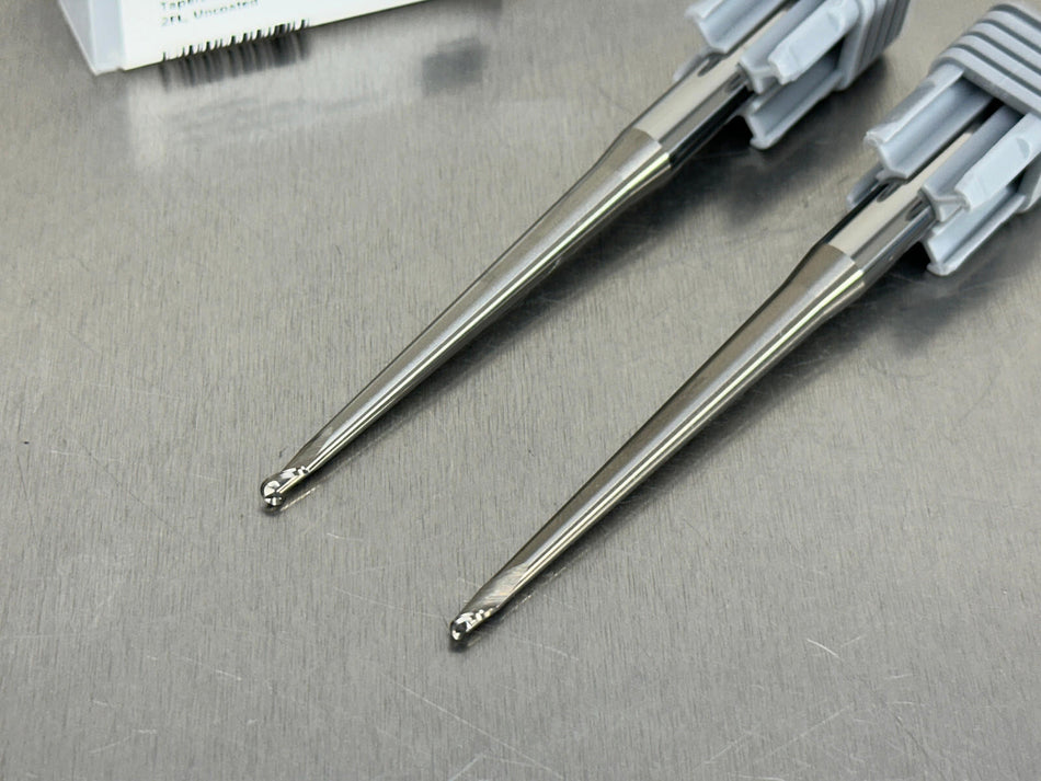 (2) Harvey 1/8" Carbide End Mill Ball Tapered Reach Clearance Cutter 21408