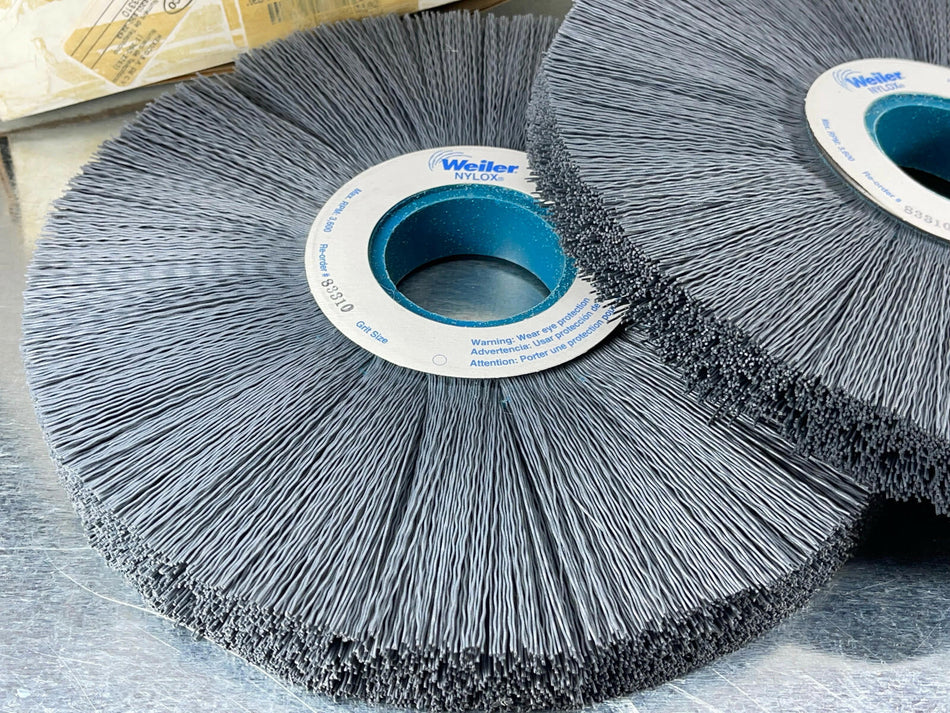 (2) Weiler 83310 10" Nylox Wheel Crimped .022/320 SC Fill 2" Arbor Hole