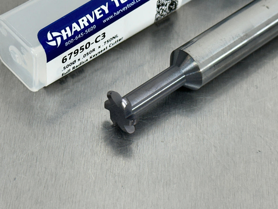 Harvey .10" Carbide Keyseat Cutter 1/2" Dia Full Radius 67950-C3
