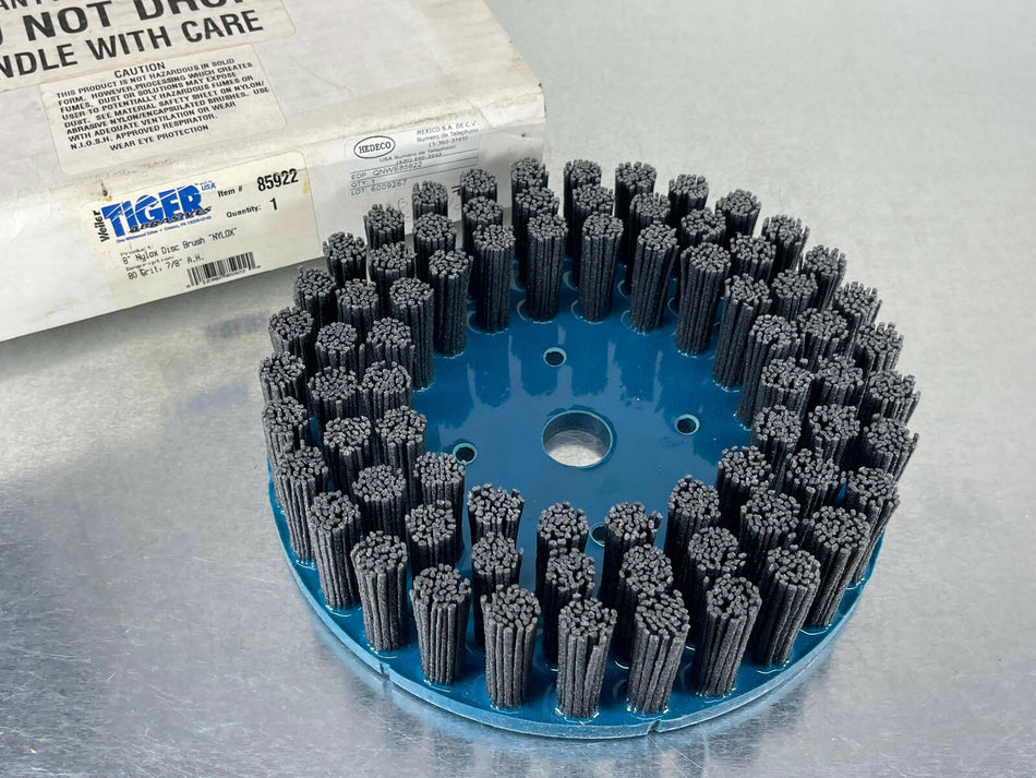 Weiler 85922 Nylox Disc Brush 8" 80 Grit 7/8" Arbor Rectangular Filament