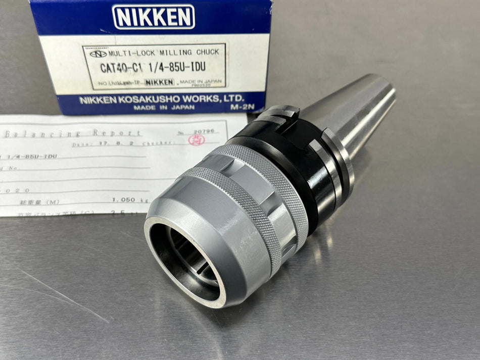 Nikken CAT40 Milling Chuck 1-1/4" KM1-1/4 Internal Coolant CAT40-C1 1/4-85U IDU