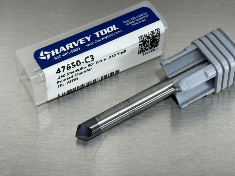 Harvey 50° Carbide Chamfer Cutter Mill 1/4" Shank 47650-C3