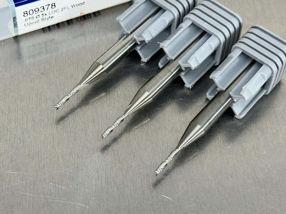 (3) Harvey 5/64" Carbide End Mill for Wood 2.5" OAL 2 Flute 809378