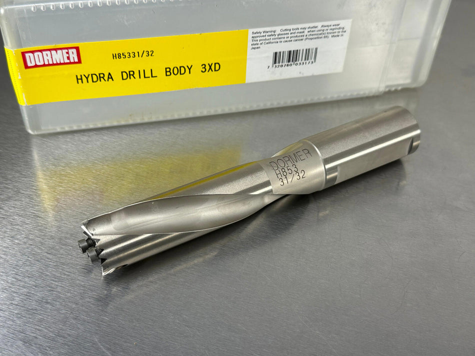 Dormer 31/32" Indexable Drill Replaceable Tip H853 Hydra 3xD H85331/32