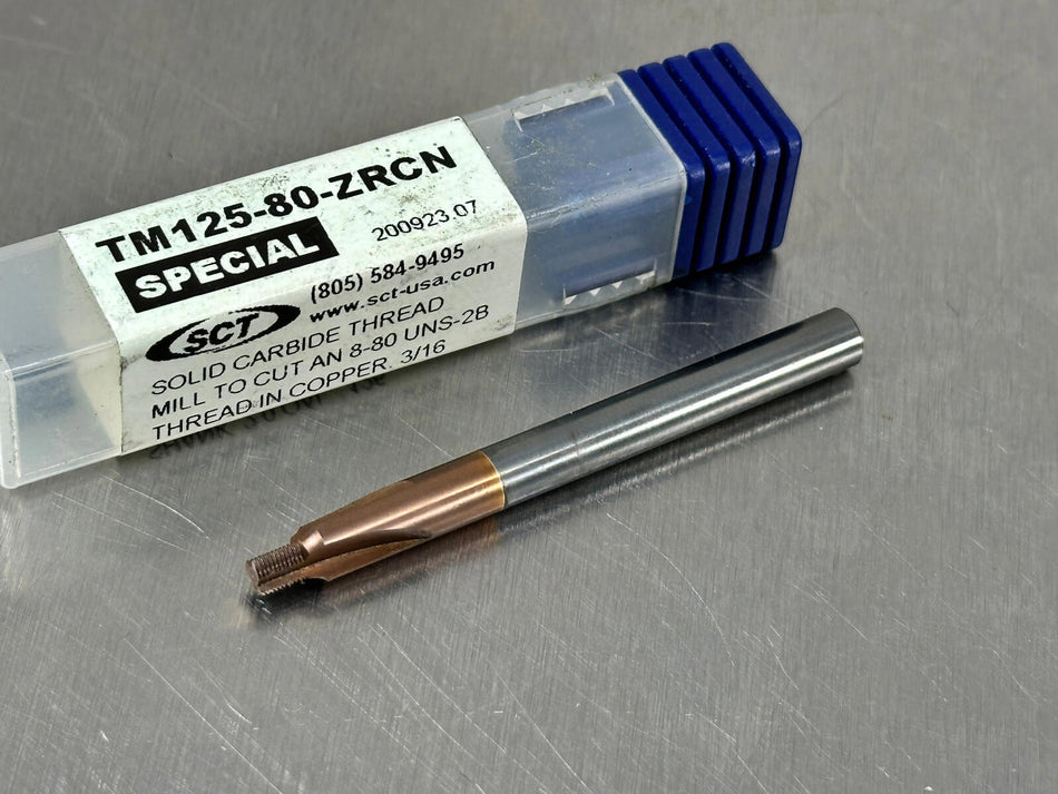 SCT AN 8-80 UNS-2B Carbide Thread Mill TM125-80-ZRCN