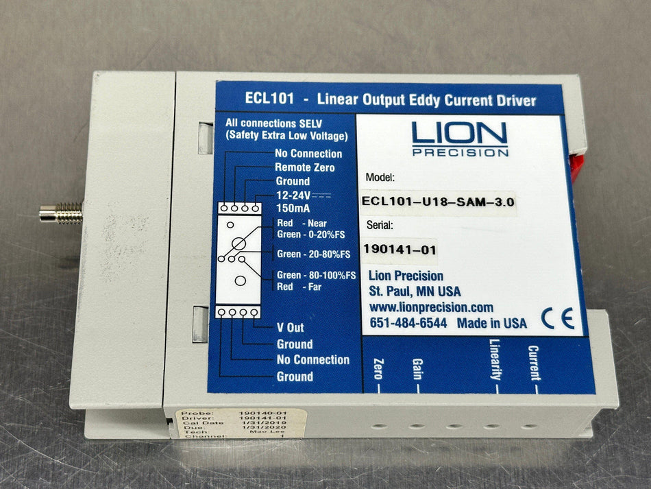 Lion Precision ECL101 Linear Output Eddy Current Driver ECL101-E18-SAM-3.0
