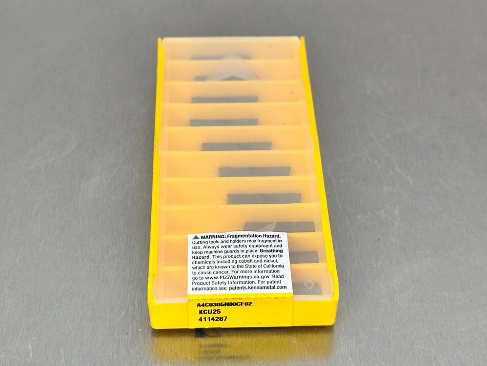 Kennametal A4C0305N00CF02 KCU25 Carbide Insert 4114287 (Pack of 10)