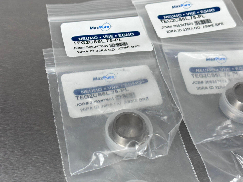 (4) MaxPure VNE 3/4" Short Clamp Weld Ferrule TEG2CS6L.75-PL