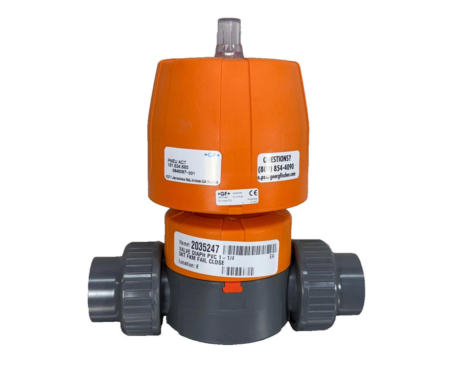Georg Fischer GF 1-1/4" Pneumatic Diaphragm Valve PVC Fail Close 161 624 665