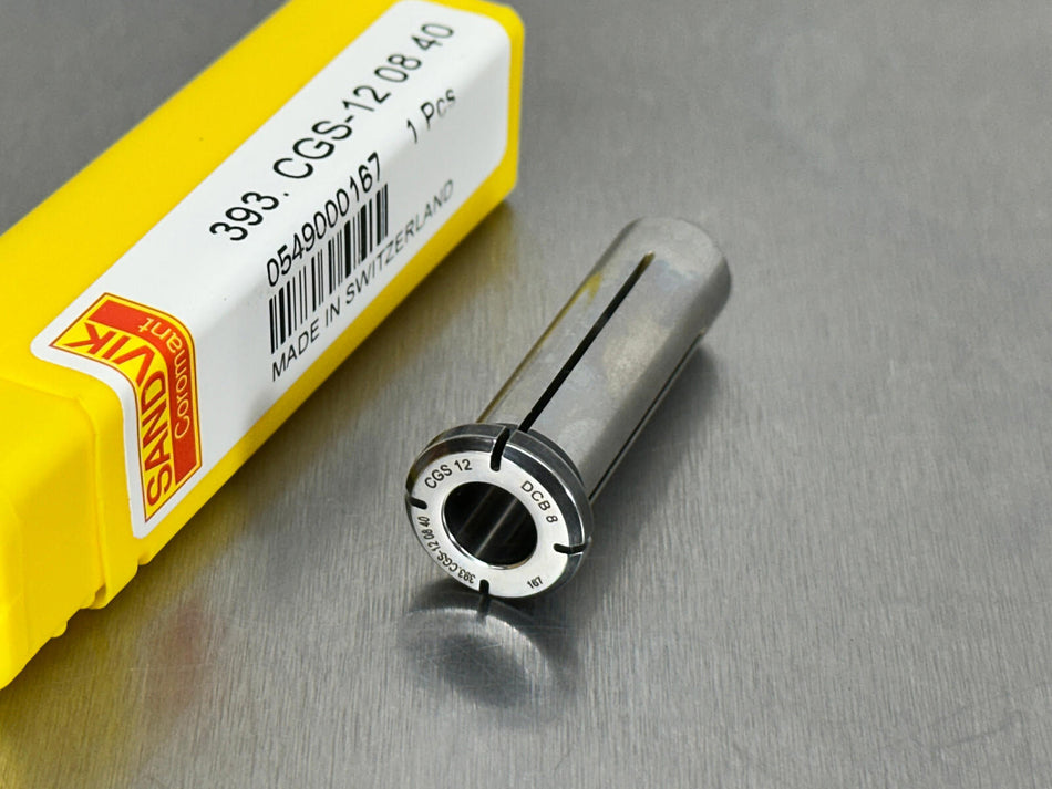Sandvik 393.CGS-12 08 40 Cylindrical Sleeve Hydraulic Chuck Collet 8mm x 12mm