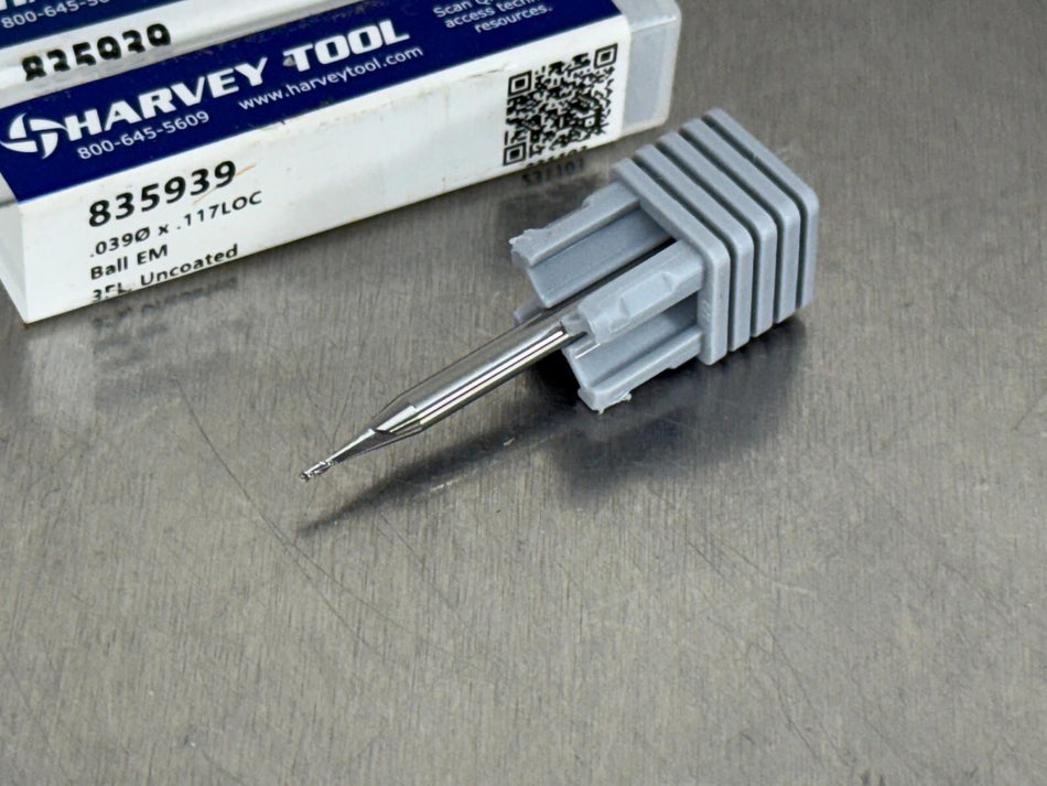 (Qty 3) Harvey 1mm Carbide End Mill Ball Nose 835939