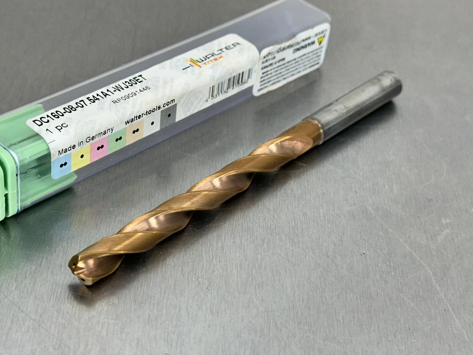 Walter 7.541mm Carbide Drill 8xD Coolant Through DC160-08-07.541A1-WJ30ET