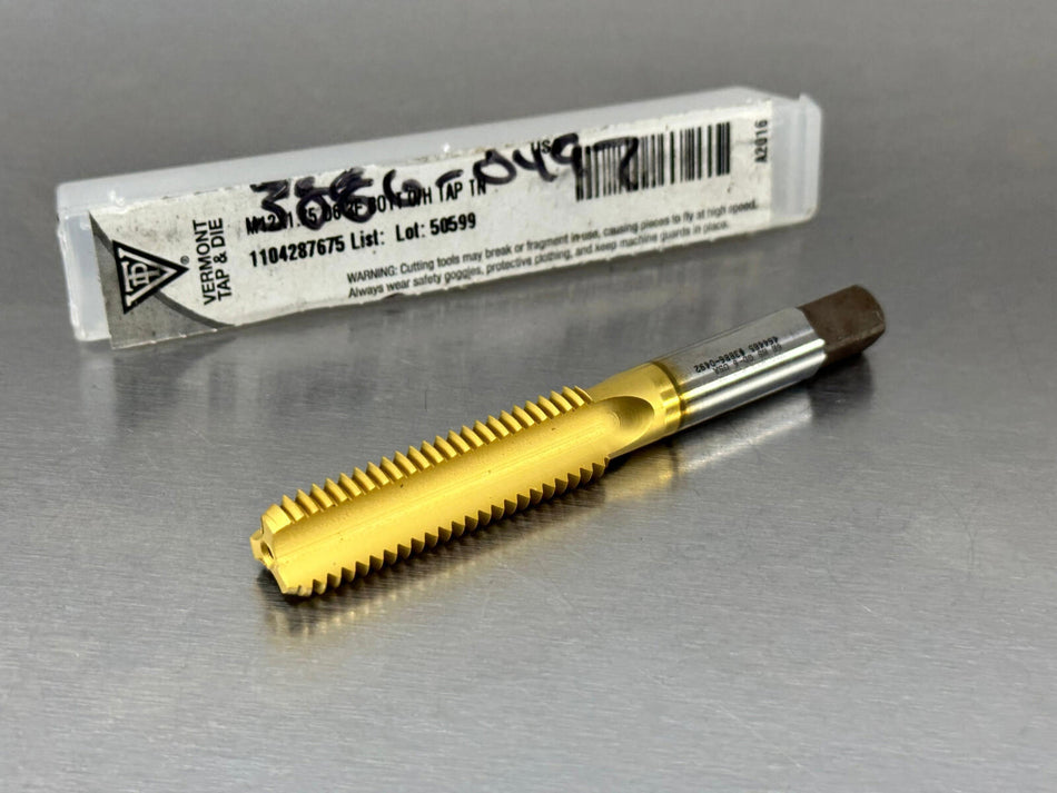 Vermont M12x1.75 Tap Oil Coolant Hole Bottom 6H 3 Flute TiN