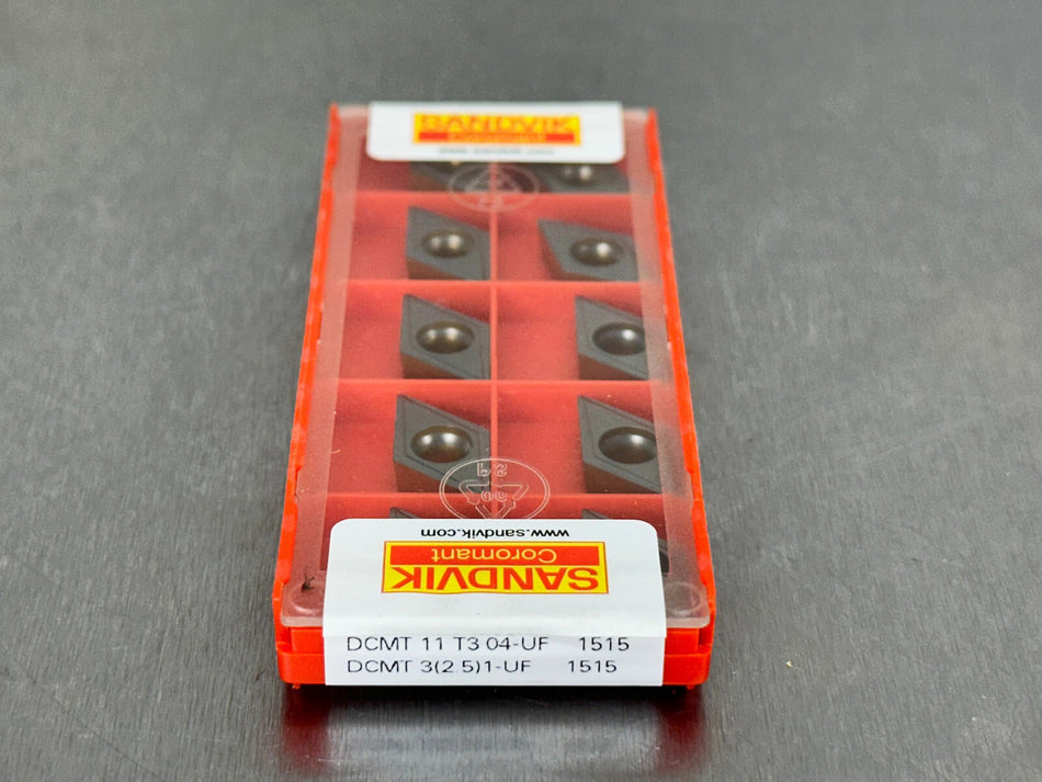 Sandvik DCMT 3(2.5)1-UF 1515 Carbide Insert DCMT 11 T3 04-UF (Pack of 10)