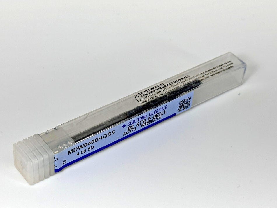 Sumitomo 4.0mm Carbide Drill 5xD Through Coolant MDW0400HGS5